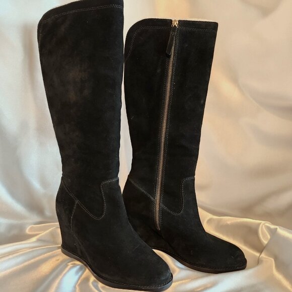 Johnston & Murphy "Rebecca" Black Suede, Tall Boot - Picture 1 of 3